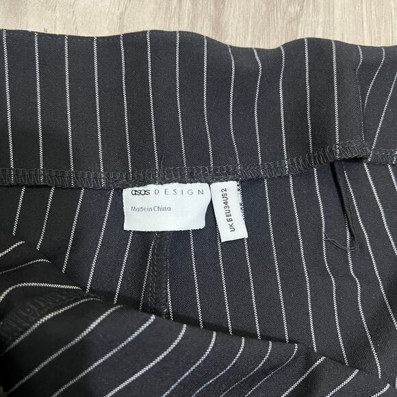 ASOS DESIGN Women’s Tailored Slim Pinstripe Pants Size 2 Side Zip Slit & Raw Hem - Picture 11 of 13